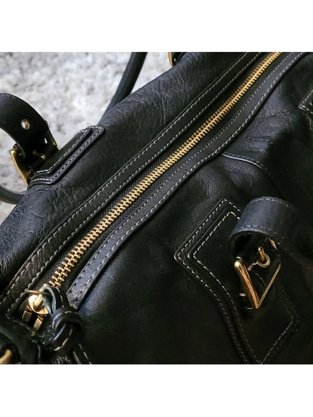 Women’s Vintage Coach Hampton Satchel with Gold Buckle Accents